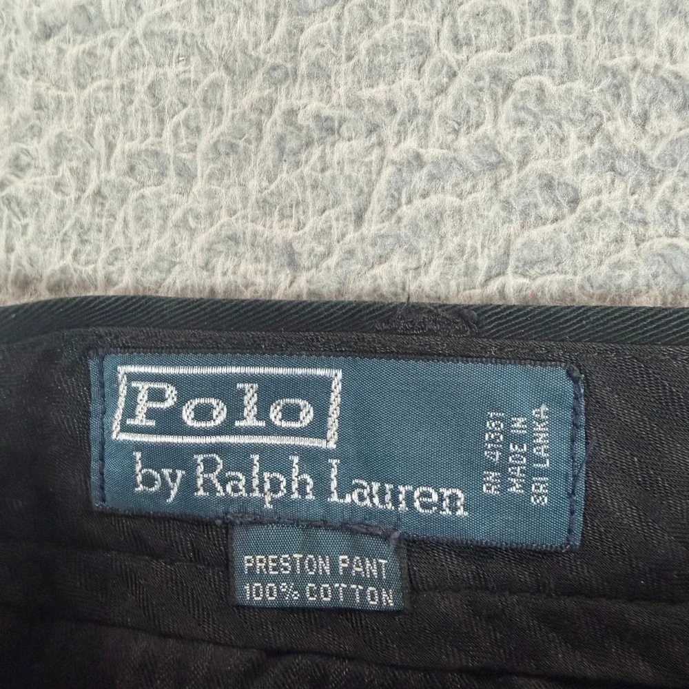 Vintage Polo Ralph Lauren Mens Preston Pant Black Cotton Chino Straight 34x30